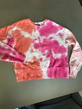 Aqua Tie-Dye Crewneck Sweatshirt - Pink & Coral